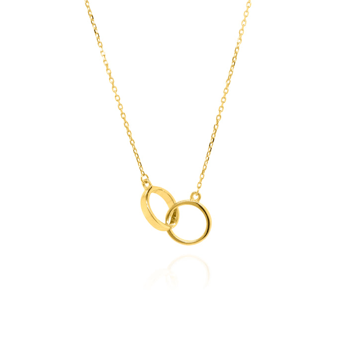 10K Gold Interlocking Rings Necklace - View 1