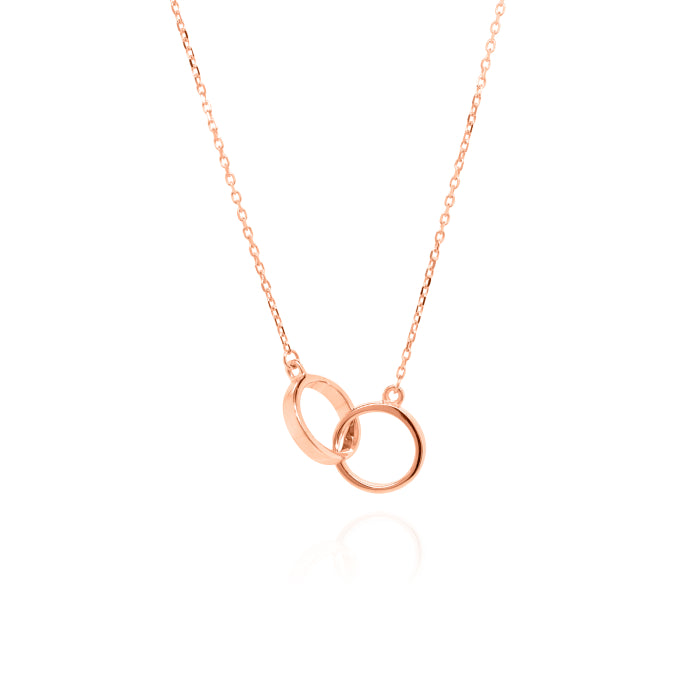 10K Gold Interlocking Rings Necklace - View 2