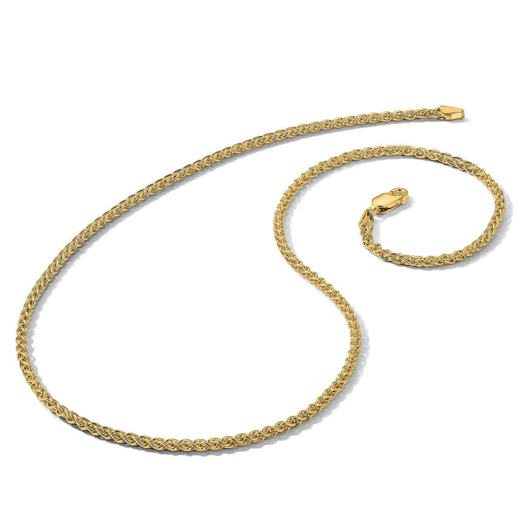Gold 2.1mm Spiga (Wheat) Chain, 14