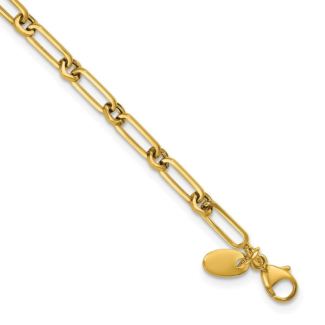 Gold 3.65mm Paperclip Bracelet, 7.5"