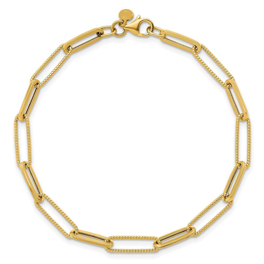 Gold 4.5mm Paperclip Bracelet, 7.5