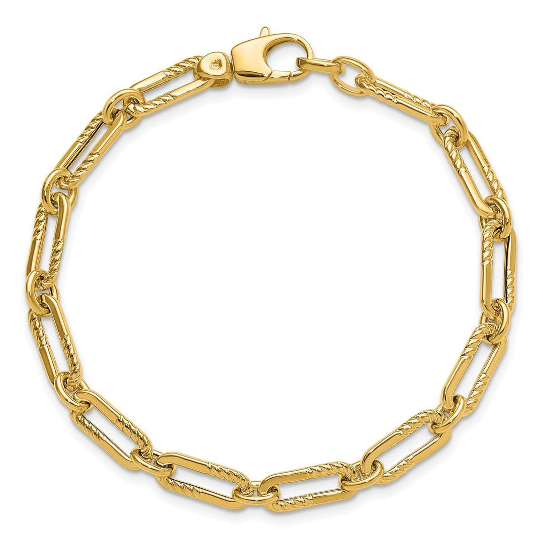 Gold 5.25mm Paperclip Bracelet, 7