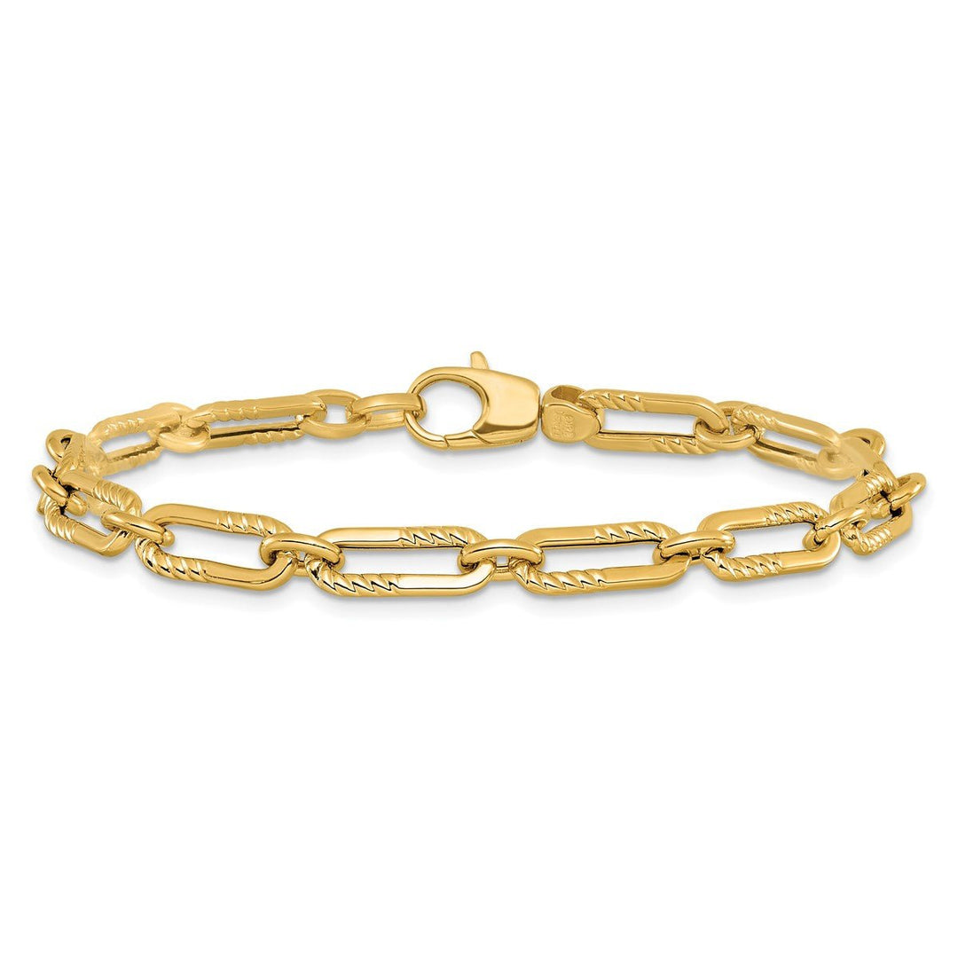 Gold 5.25mm Paperclip Bracelet, 7