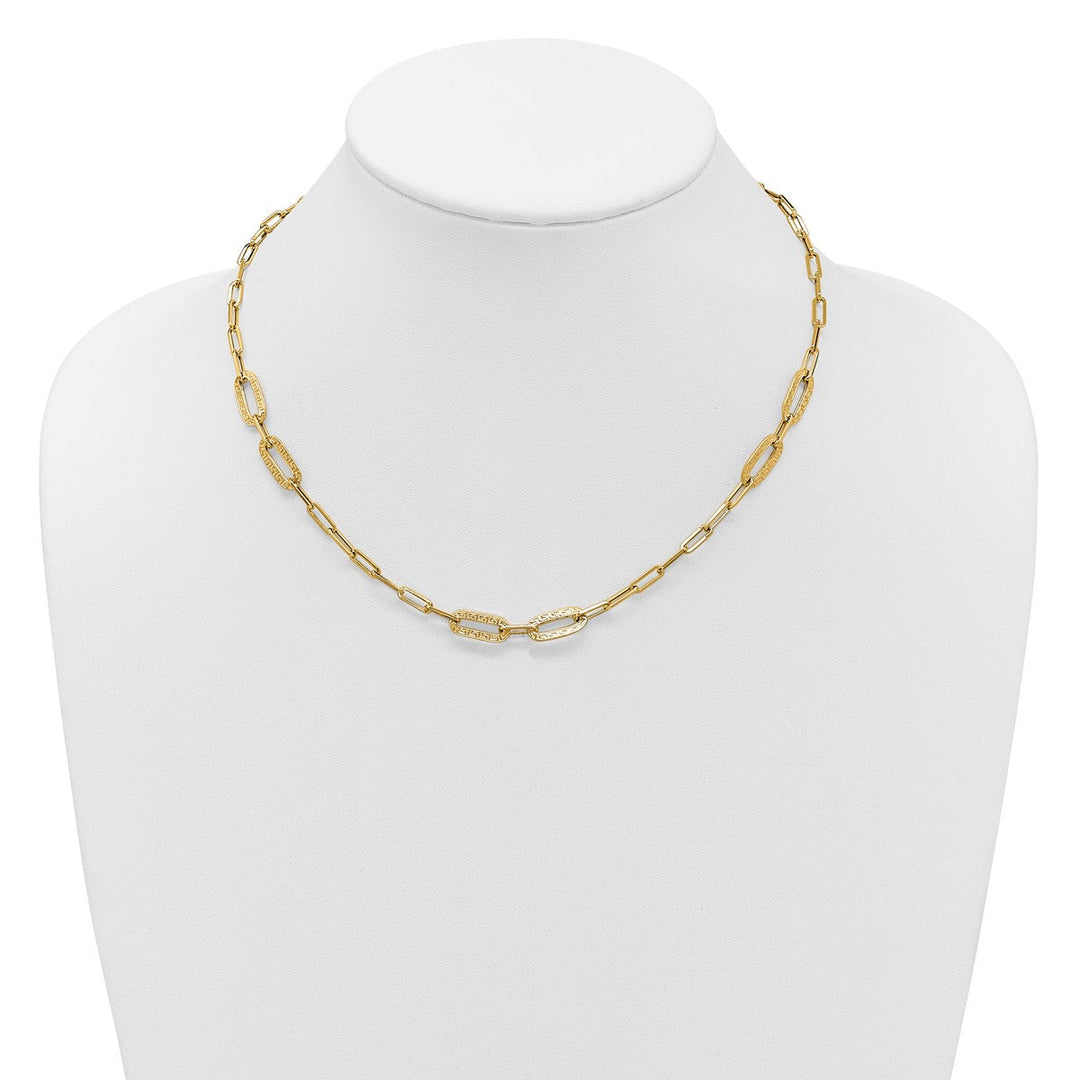 Gold 6.4mm Paperclip Necklace, 18