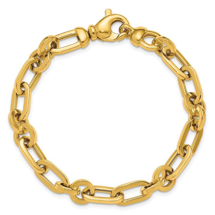 Gold 6.7 to 8.2 mm (range) Paperclip Bracelet, 7.5" - Bracelet - Design Jewellers Edmonton