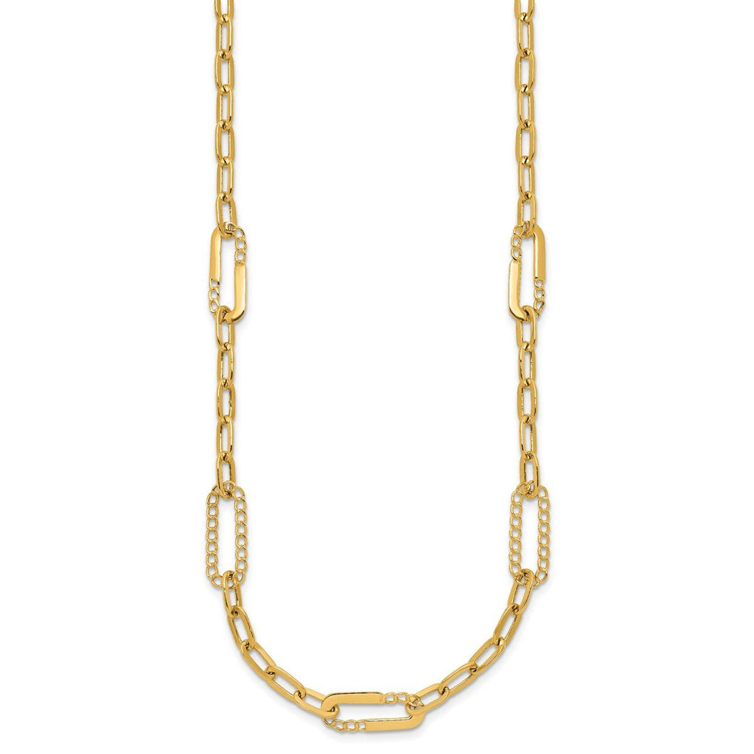 Gold 6.75mm Paperclip Necklace, 18