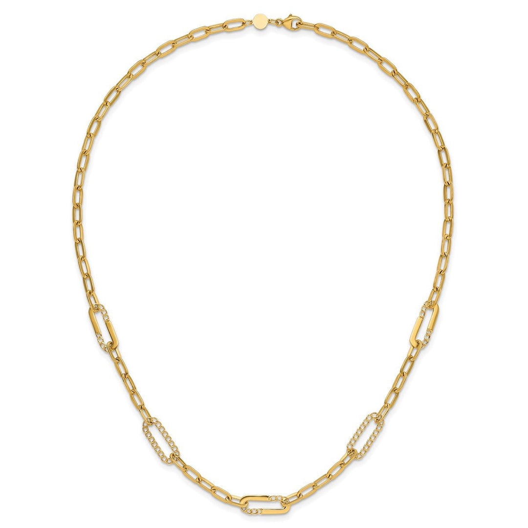 Gold 6.75mm Paperclip Necklace, 18