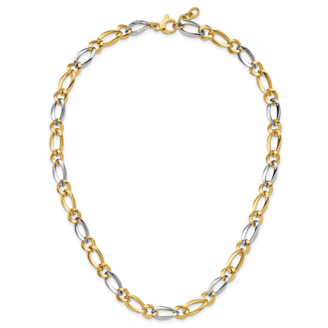 Gold 7.3mm Open Link Necklace, 17.5