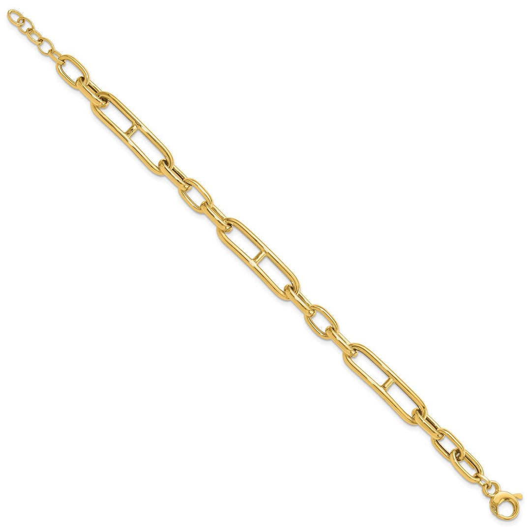 Gold 7.4mm Paperclip Bracelet, 7.5