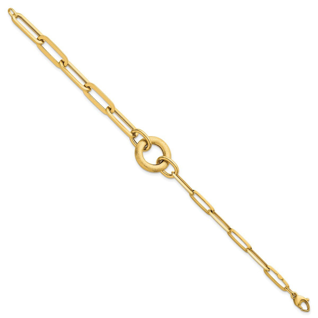 Gold 7.4mm Paperclip Bracelet, 8