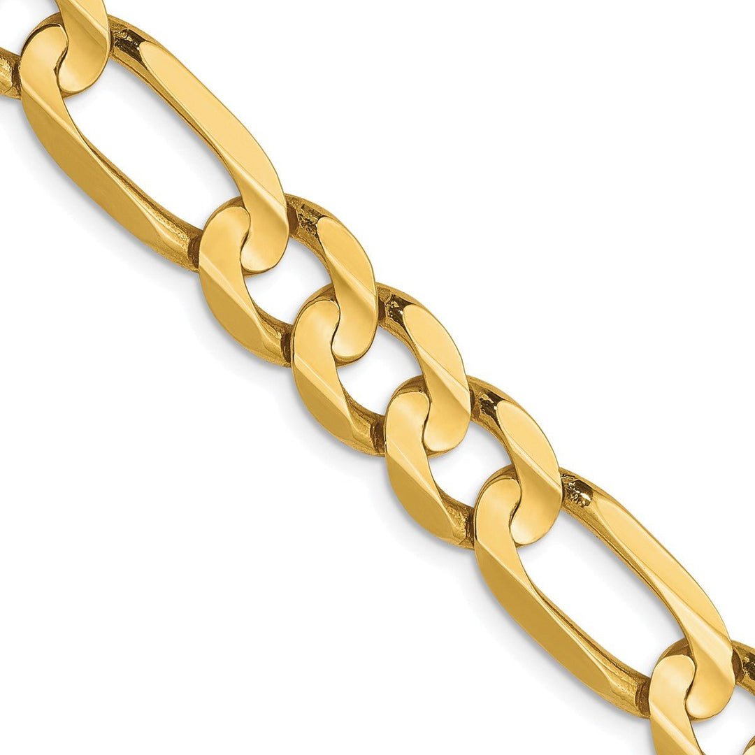 Gold 7.5mm Figaro Bracelet, 22"