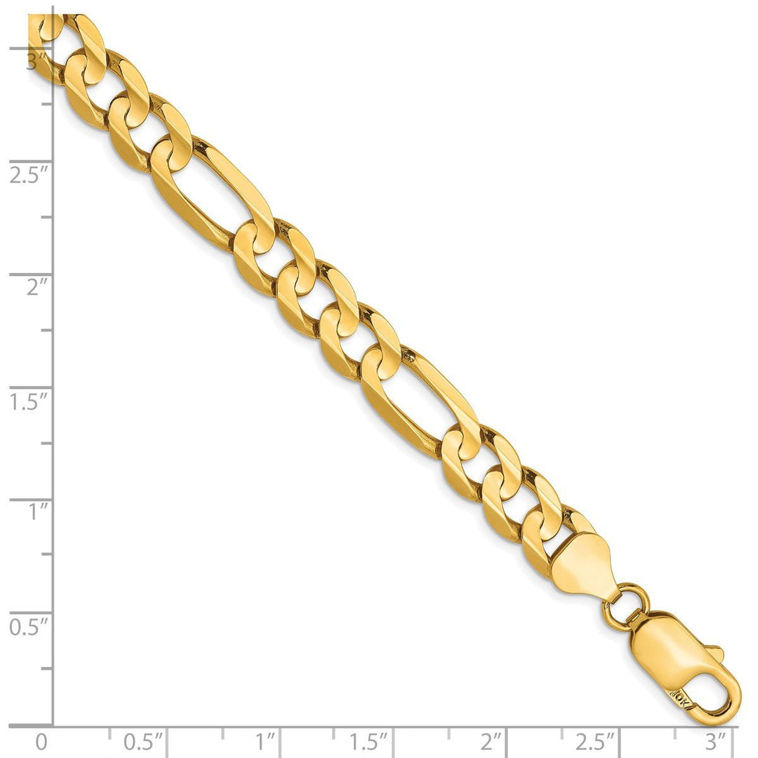Gold 7.5mm Figaro Bracelet, 9