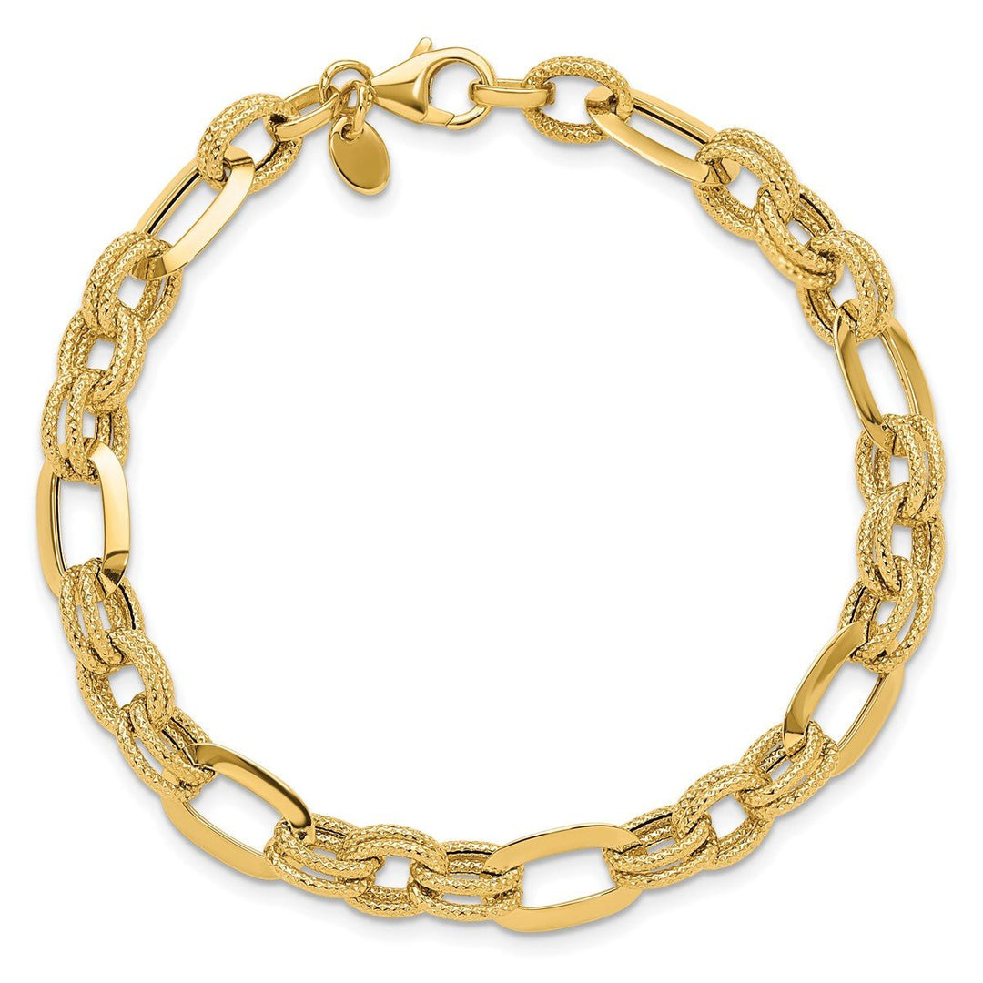 Gold 7.8mm Cable Bracelet, 7.5