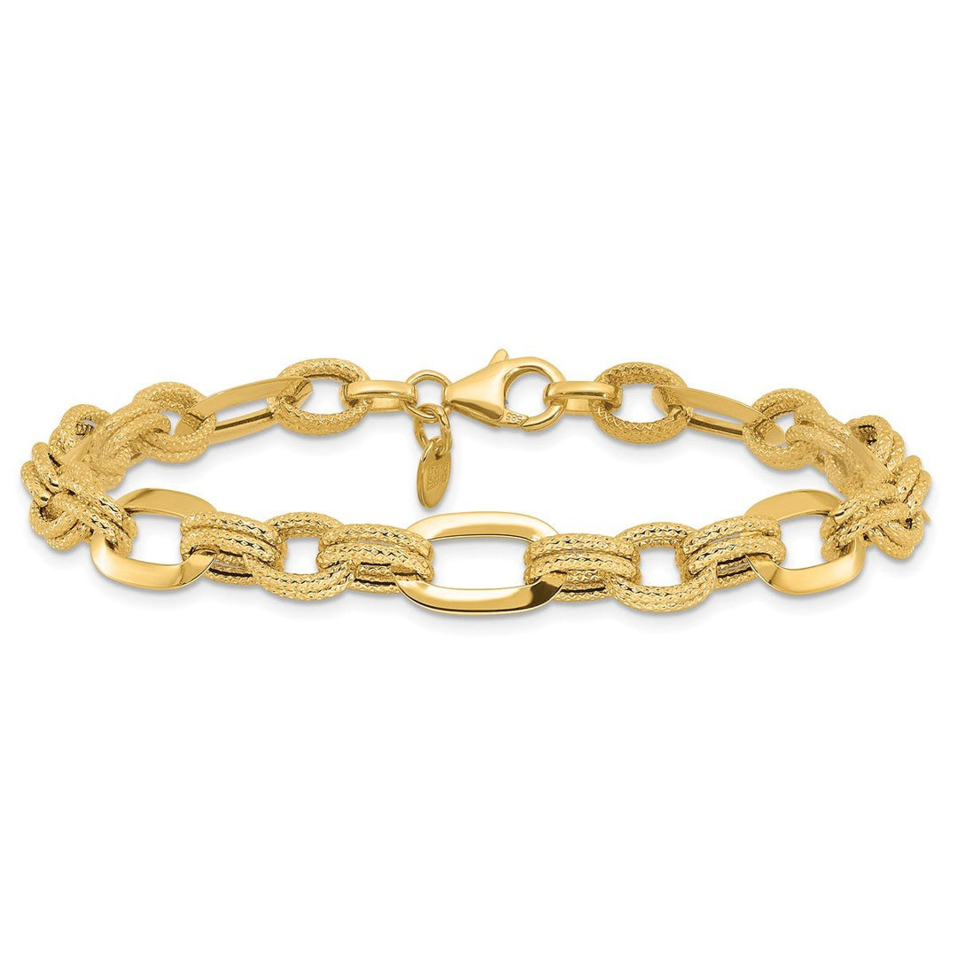 Gold 7.8mm Cable Bracelet, 7.5