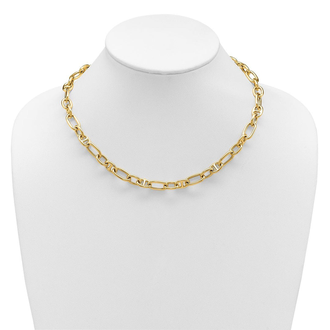 Gold 8.7mm Anchor Necklace, 18