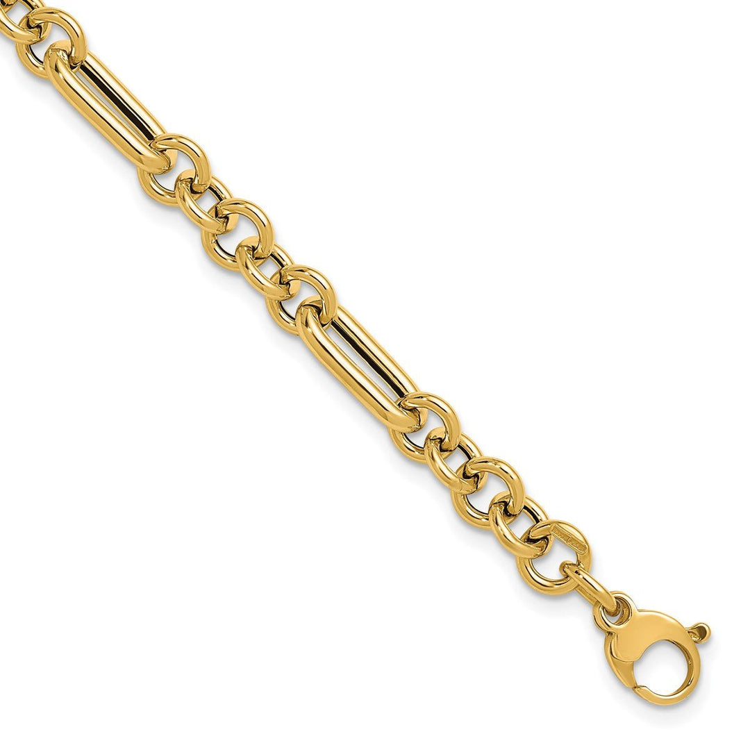 Gold 8mm Link, Other Bracelet, 7.5"