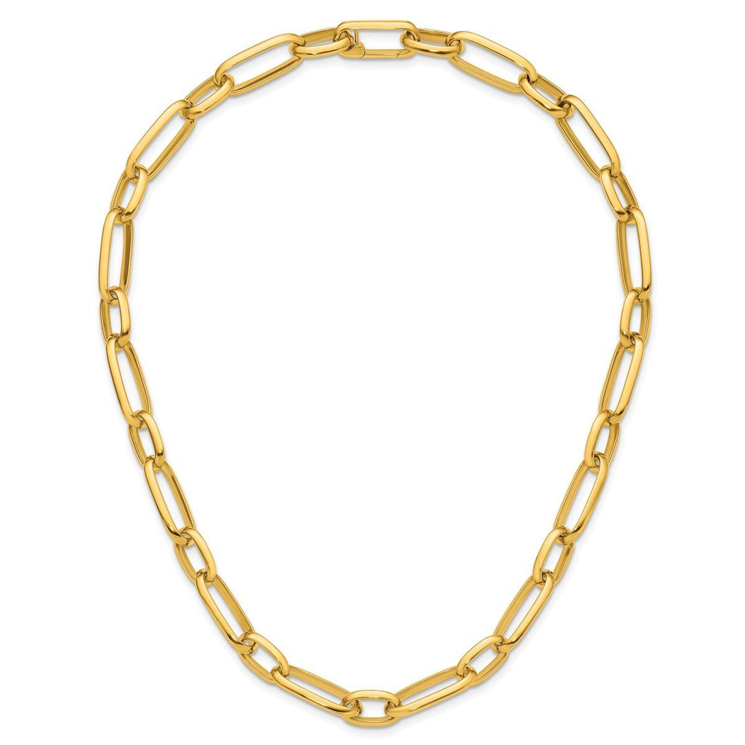 Gold 9.5mm Paperclip Necklace, 18