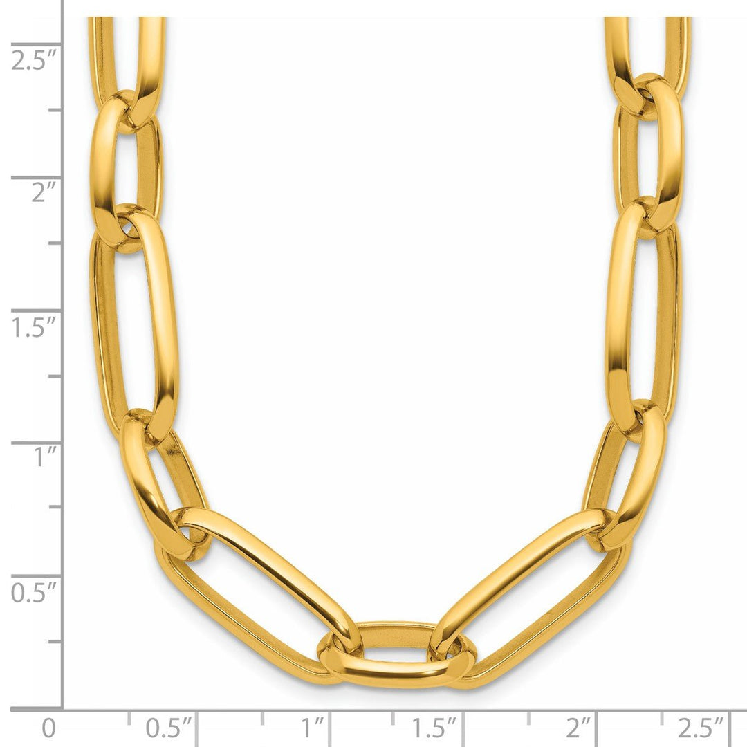Gold 9.5mm Paperclip Necklace, 18