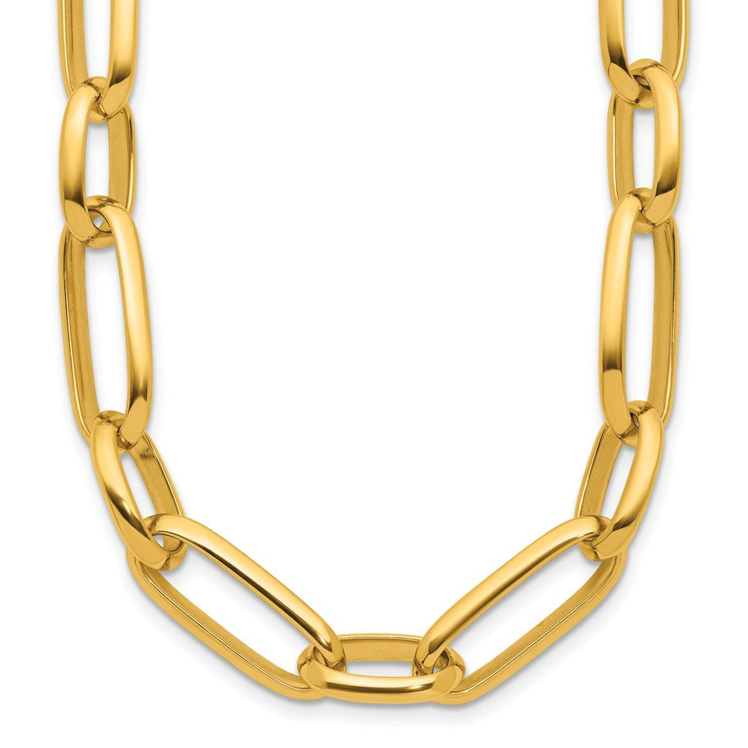 Gold 9.5mm Paperclip Necklace, 18"