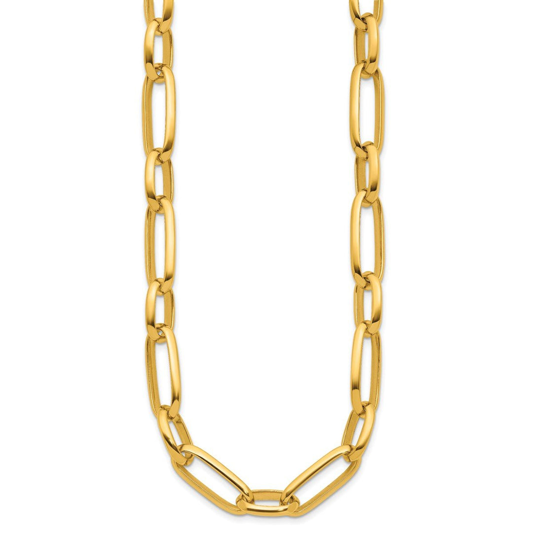 Gold 9.5mm Paperclip Necklace, 18