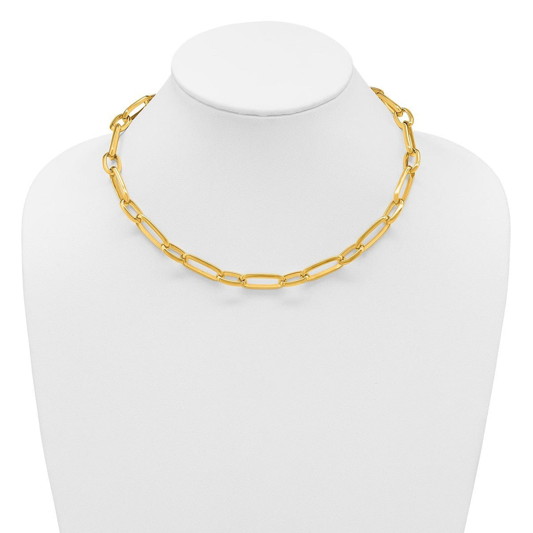 Gold 9.5mm Paperclip Necklace, 18