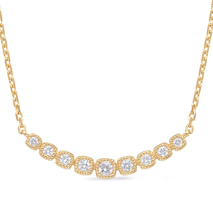 GOLD AND DIAMOND CUSHION SHAPE DESIGN MULTI DIAMOND NECKLACE - Design Jewellers Edmonton