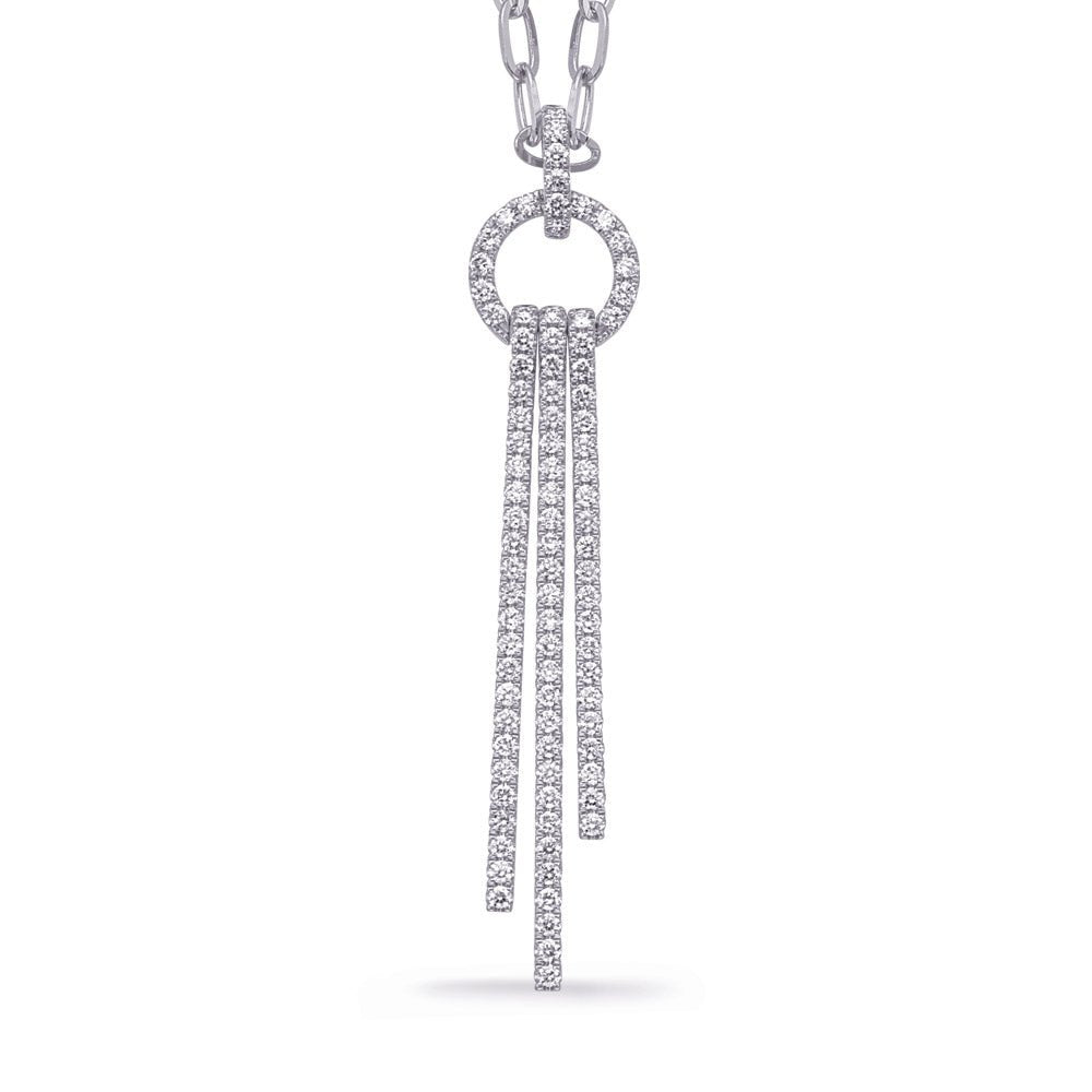 GOLD AND DIAMOND NECKLACE WITH A 3 ROW DANGLING DROP DESIGN