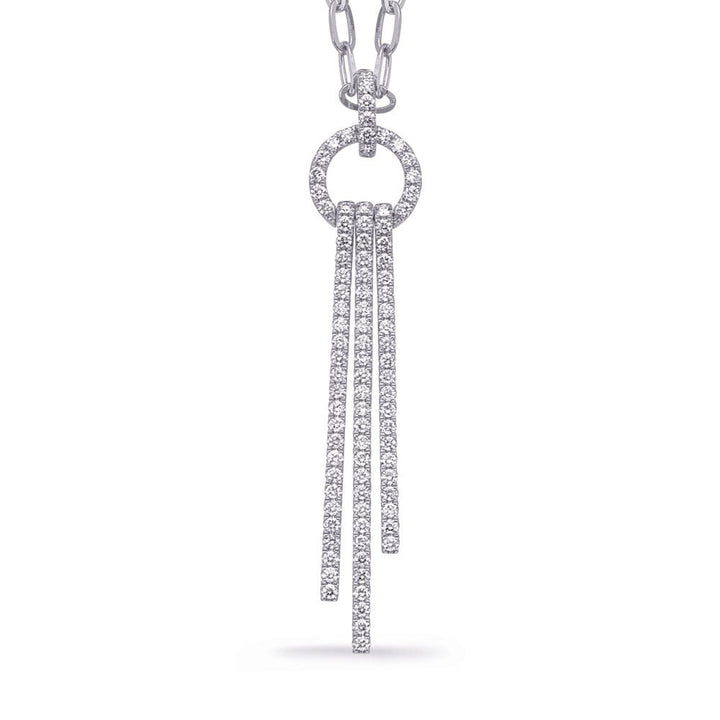 GOLD AND DIAMOND NECKLACE WITH A 3 ROW DANGLING DROP DESIGN - Design Jewellers Edmonton