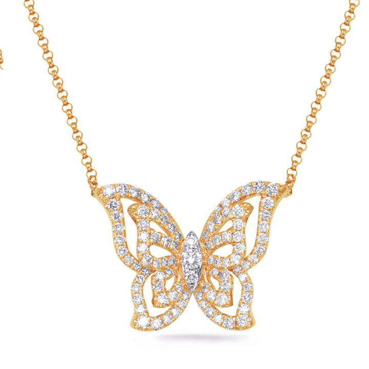 Gold Butterlfy Necklace - Design Jewellers Edmonton