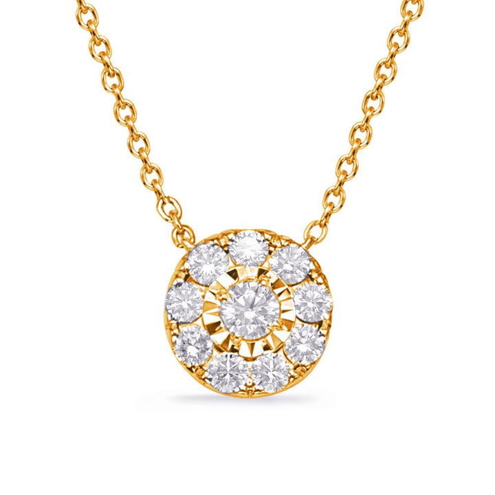 GOLD CLUSTER HALO DIAMOND NECKLACE - Design Jewellers Edmonton