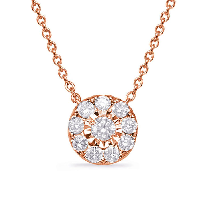 GOLD CLUSTER HALO DIAMOND NECKLACE - Design Jewellers Edmonton