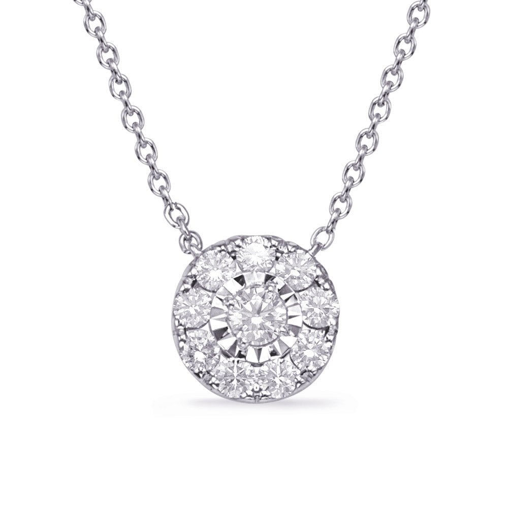 GOLD CLUSTER HALO DIAMOND NECKLACE - Design Jewellers Edmonton