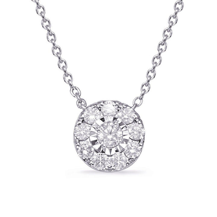 GOLD CLUSTER HALO DIAMOND NECKLACE - Design Jewellers Edmonton