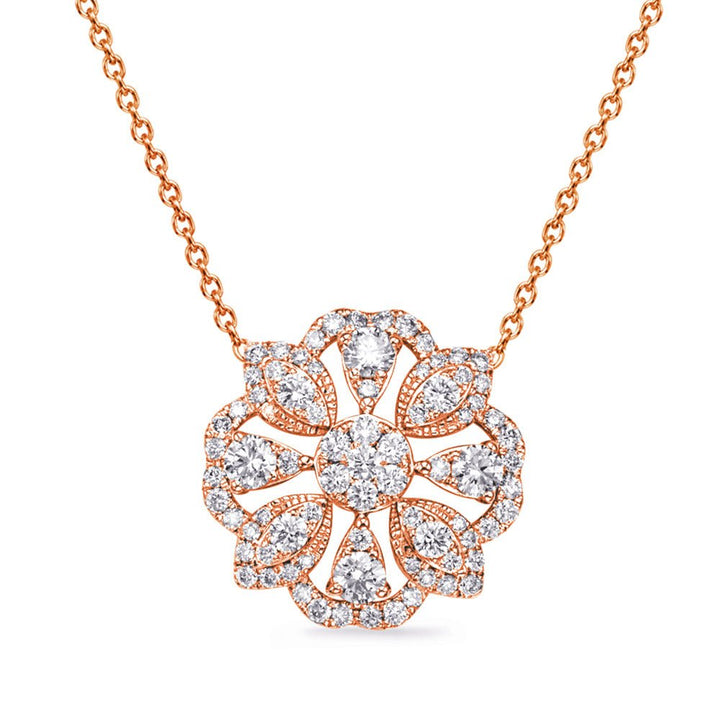 GOLD FLORAL DIAMOND NECKLACE - Design Jewellers Edmonton