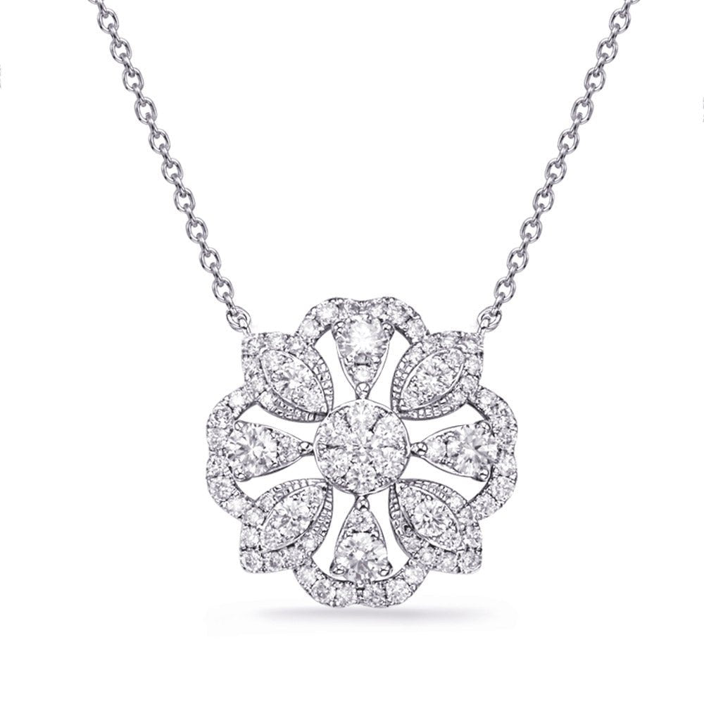 GOLD FLORAL DIAMOND NECKLACE - Design Jewellers Edmonton