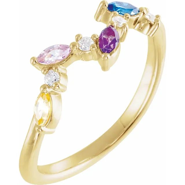 Marquise Multi - Stone Curved Cluster Band - Gemstone Ring - Design Jewellers Edmonton