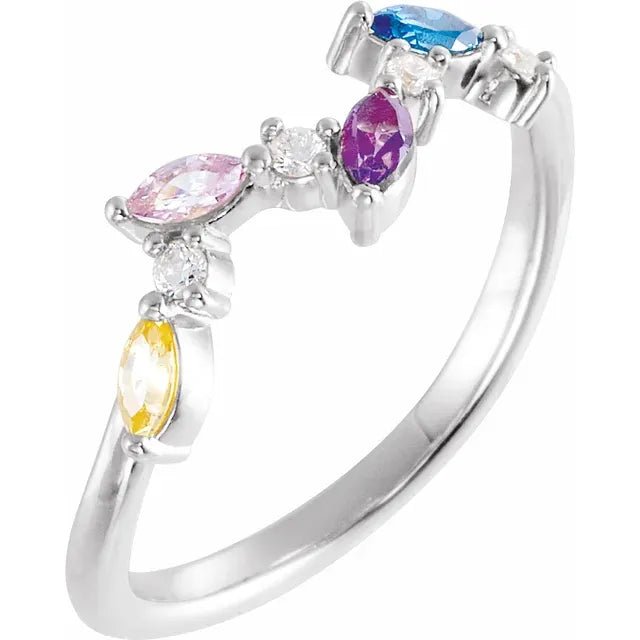 Marquise Multi - Stone Curved Cluster Band - Gemstone Ring - Design Jewellers Edmonton