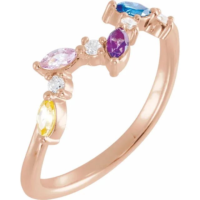 Marquise Multi-Stone Curved Cluster Band