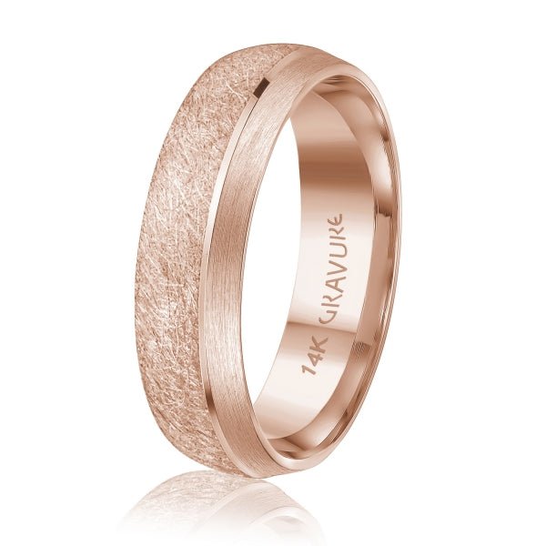 Men's 10K Gold Dual - Texture Frosted & Satin Finish Band - Gold Bands with Designs - Design Jewellers Edmonton