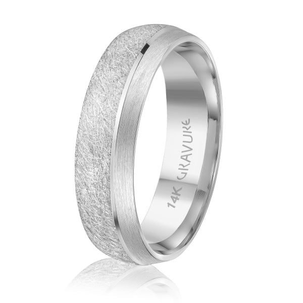 Men's 10K Gold Dual - Texture Frosted & Satin Finish Band - Gold Bands with Designs - Design Jewellers Edmonton