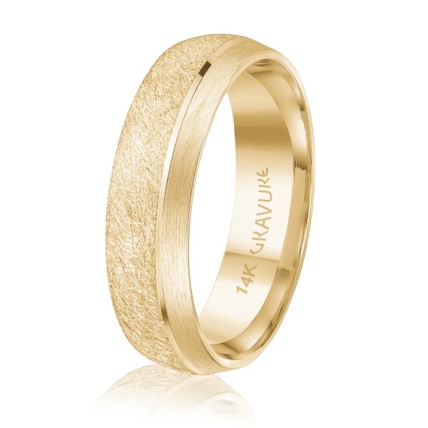 Men's 10K Gold Dual - Texture Frosted & Satin Finish Band - Gold Bands with Designs - Design Jewellers Edmonton