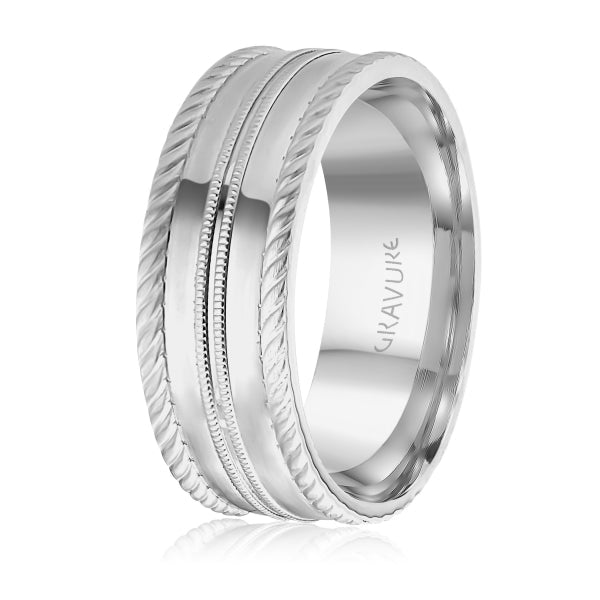 Men's 10K Gold Multi - Detail Rope & Milgrain Band - Gold Bands with Designs - Design Jewellers Edmonton