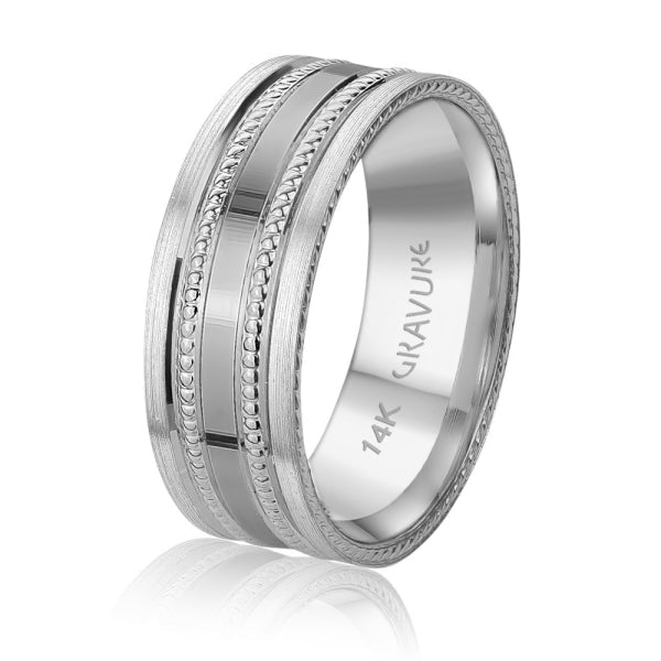 Men's 10K Gold Multi - Textured Milgrain & Rope Edge Band - Gold Bands with Designs - Design Jewellers Edmonton