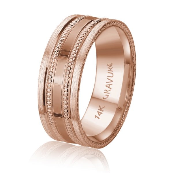Men's 10K Gold Multi - Textured Milgrain & Rope Edge Band - Gold Bands with Designs - Design Jewellers Edmonton