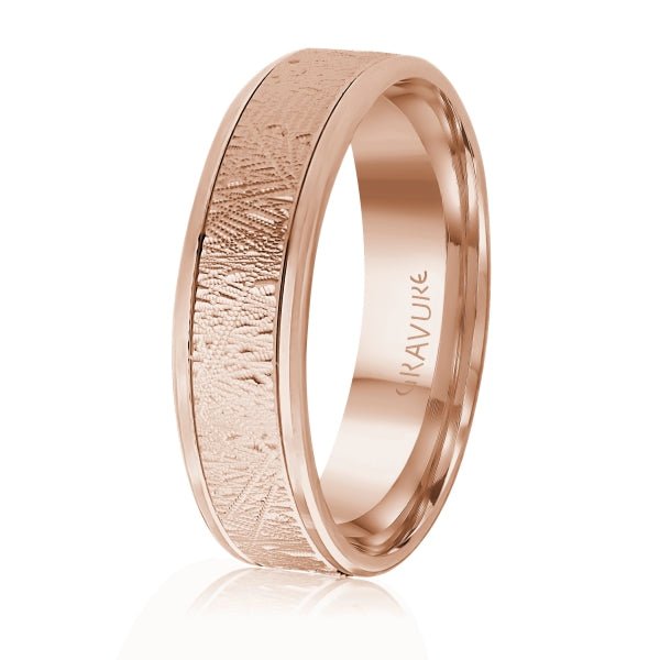 Men's 10K Gold Organic Bark Texture Band - Gold Bands with Designs - Design Jewellers Edmonton