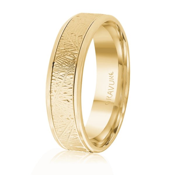 Men's 10K Gold Organic Bark Texture Band - Gold Bands with Designs - Design Jewellers Edmonton