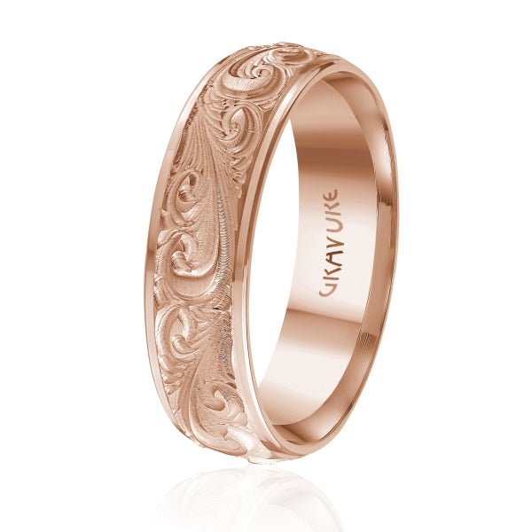 Men's 10K Gold Ornate Scroll Engraved Band - Gold Bands with Designs - Design Jewellers Edmonton