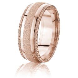 Men's 10K Gold Ring with Flap Finish Inlay - Gold Bands with Designs - Design Jewellers Edmonton