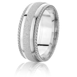 Men's 10K Gold Ring with Flap Finish Inlay - Gold Bands with Designs - Design Jewellers Edmonton