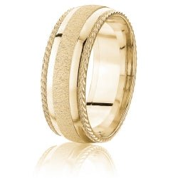 Men's 10K Gold Ring with Flap Finish Inlay - Gold Bands with Designs - Design Jewellers Edmonton